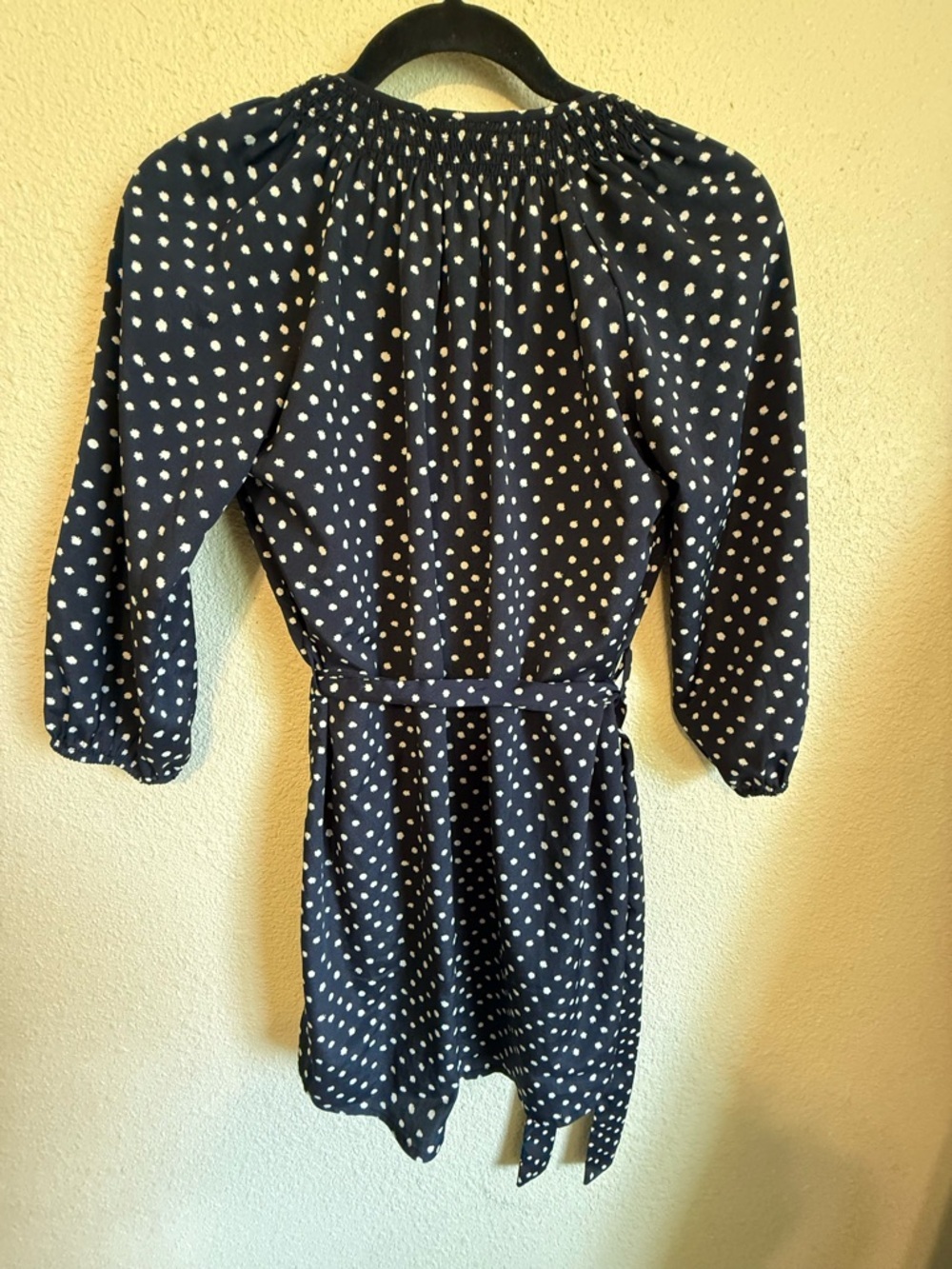 Maeve Navy Polka Dot Tie-Waist Mini Dress - Picture 4 of 6